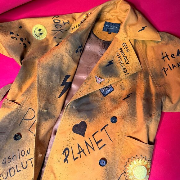 Upcycled Graffiti Tiger Coat – Hand-Painted Sustainable Art Jacket - Picture 6 of 12
